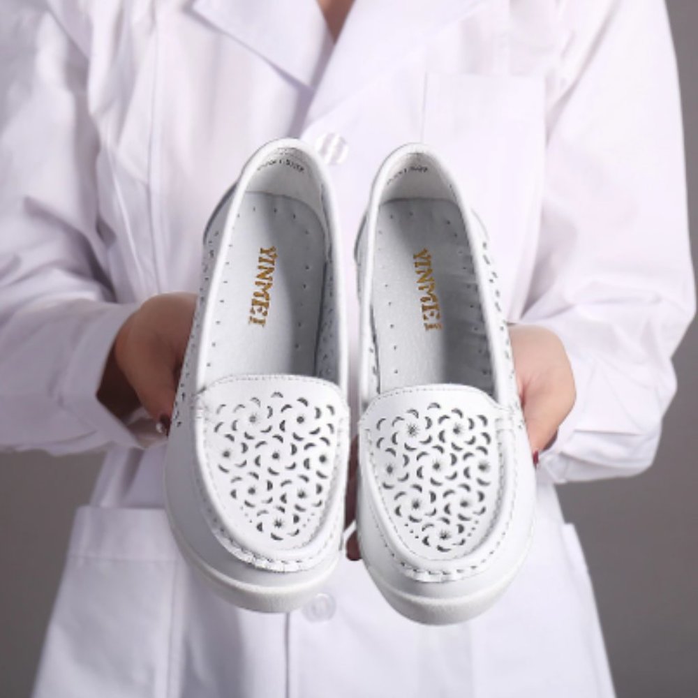 Women White Nursing Shoes Comfortable Slip
